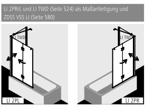 Kermi Duschdesign Badewannenaufsatz Faltwand 2-flügelig links Badewannenaufsatz „LIGA“ Profile Silber Mattglanz, BV: 980 - 1005 mm H: 1500 mm