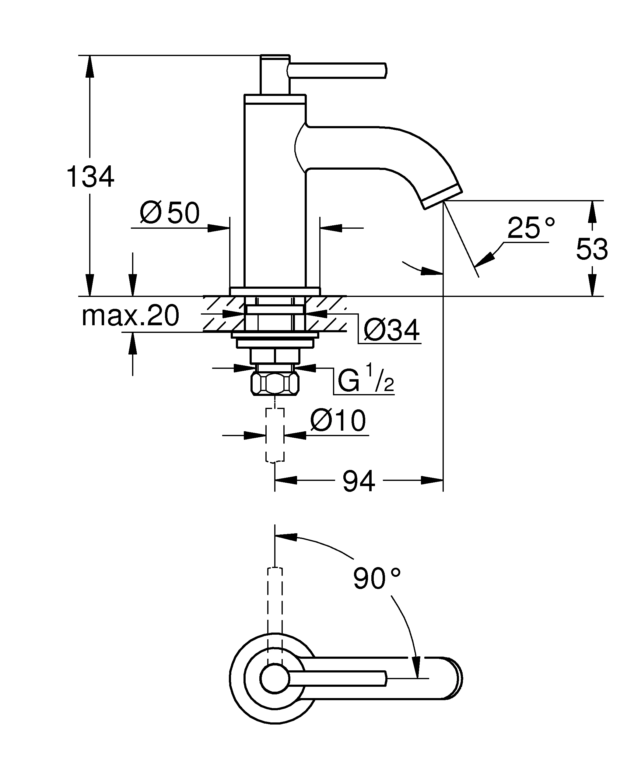 Standventil Atrio 20658, XS-Size, mit Hebelgriff, chrom