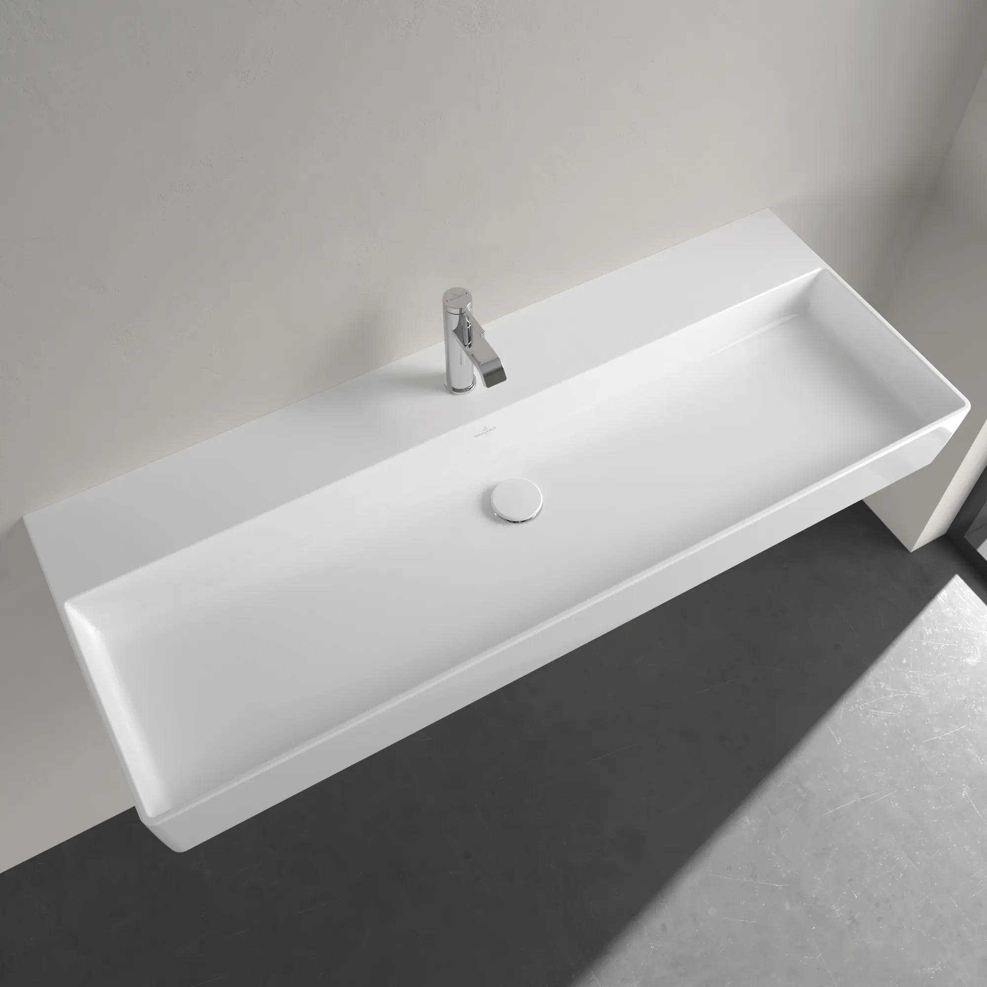 Villeroy & Boch Wandwaschtisch aus TitanCeram geschliffen „Memento 2.0“ 1200 × 470 × 150 mm, mit Hahnlochbohrung, Hahnlochposition mittig in Weiß Alpin Villeroy & Boch Wandwaschtisch aus TitanCeram geschliffen „Memento 2.0“ 1200 × 470 × 150 mm, mit Hahnlochbohrung, Hahnlochposition mittig in Weiß Alpin