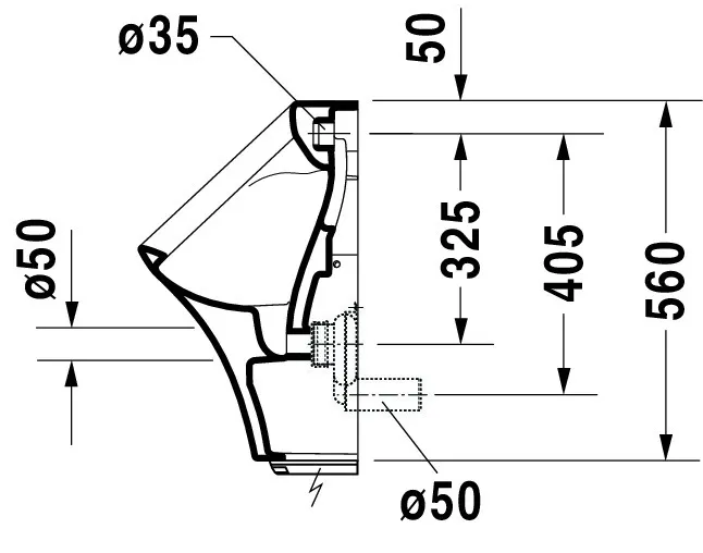 Urinal Durastyle, Zulauf von hinten für Netzanschluss, ohne Fliege, weiß, HYG