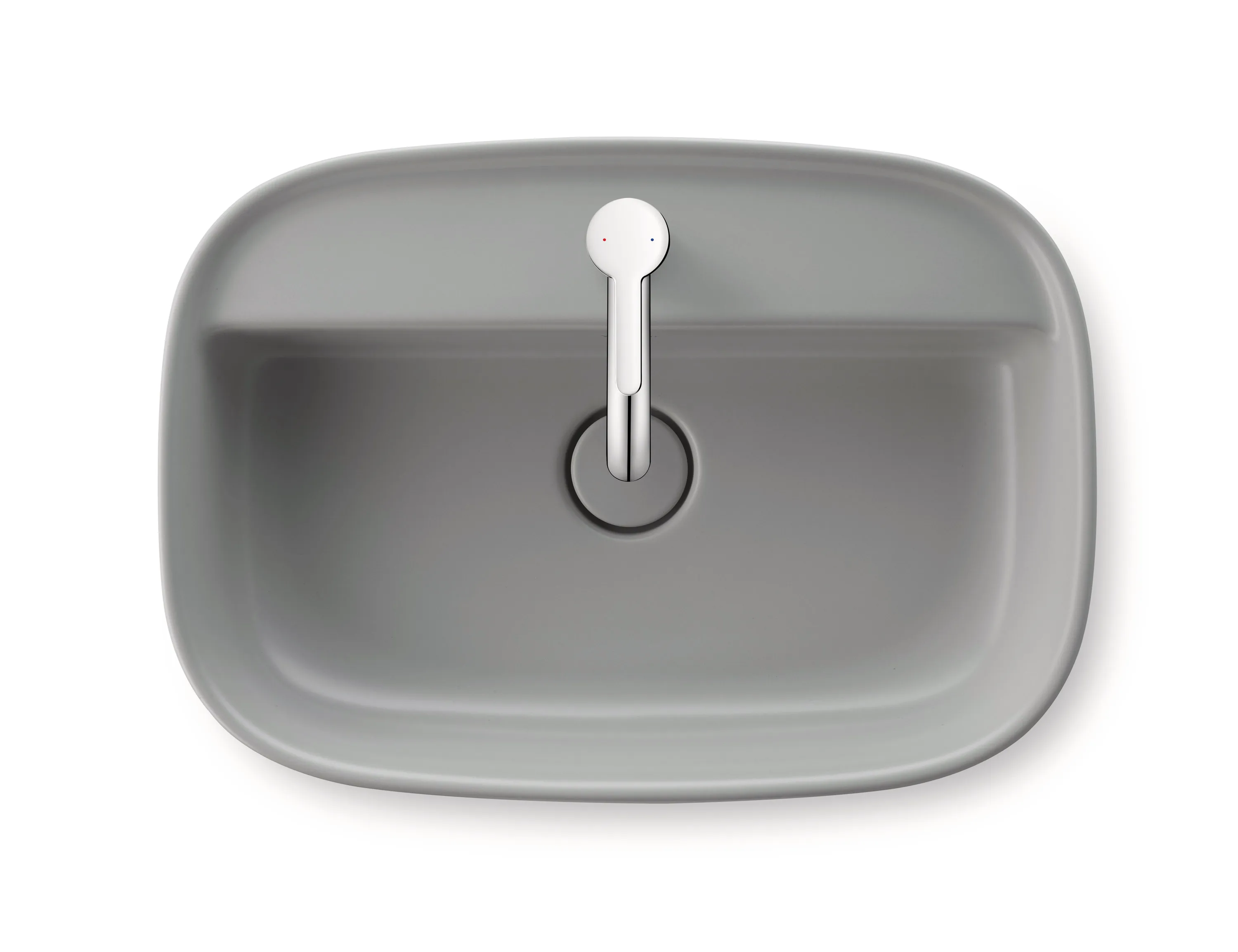 Aufsatzwaschtisch geschliffen „Zencha“ 55 × 39 × 13,5 cm, Hahnlochposition mittig in Grau Seidenmatt Aufsatzwaschtisch geschliffen „Zencha“ 55 × 39 × 13,5 cm, Hahnlochposition mittig in Grau Seidenmatt