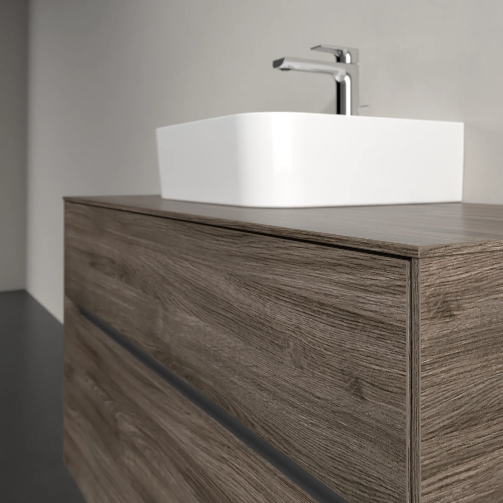 Villeroy & Boch Waschtischunterschrank „Collaro“ 1000 × 548 × 500 mm Stone Oak, ohne Beleuchtung, für Becken links