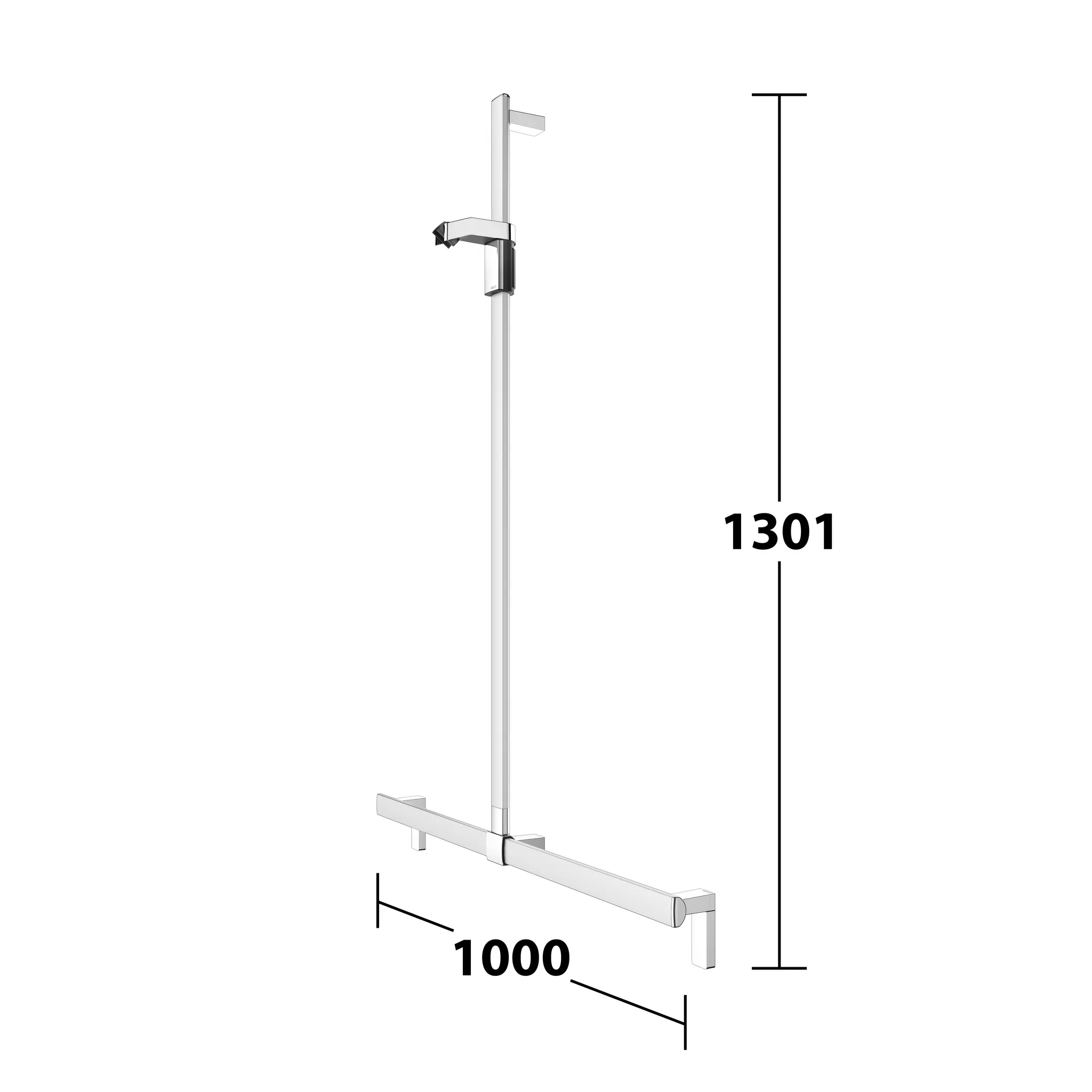 KEUCO AXESS Duschhandlauf mit Brausestange 1000/1300 mm silber-eloxiert