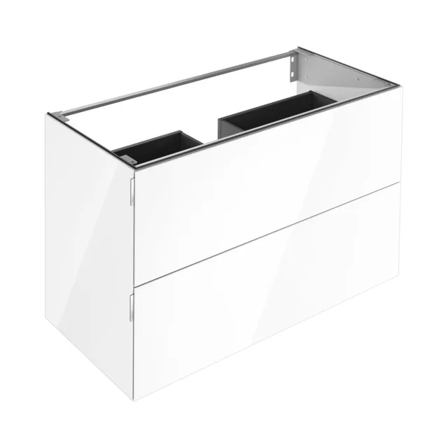 KEUCO Waschtischunterschrank mit Auszügen „Edition 11 Art“ Weiß (Glas), Weiß (Glas), ohne Beleuchtung 1200 × 700 × 490 mm