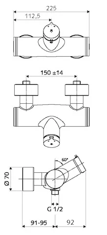 Aufputz-Duscharmatur VITUS VD-SC-M / u, Mischwasser, Selbstschluss-Aufputz-Duscharmatur, 2 RFV, 2x DN 15 G 1/2 AG, DN 15 G 1/2 AG (unten), chrom Aufputz-Duscharmatur VITUS VD-SC-M / u, Mischwasser, Selbstschluss-Aufputz-Duscharmatur, 2 RFV, 2x DN 15 G 1/2 AG, DN 15 G 1/2 AG (unten), chrom