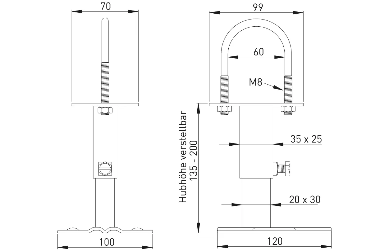 ASW HG-TEC Zubehör Heizung Hubkonsole 140-240mm weiß