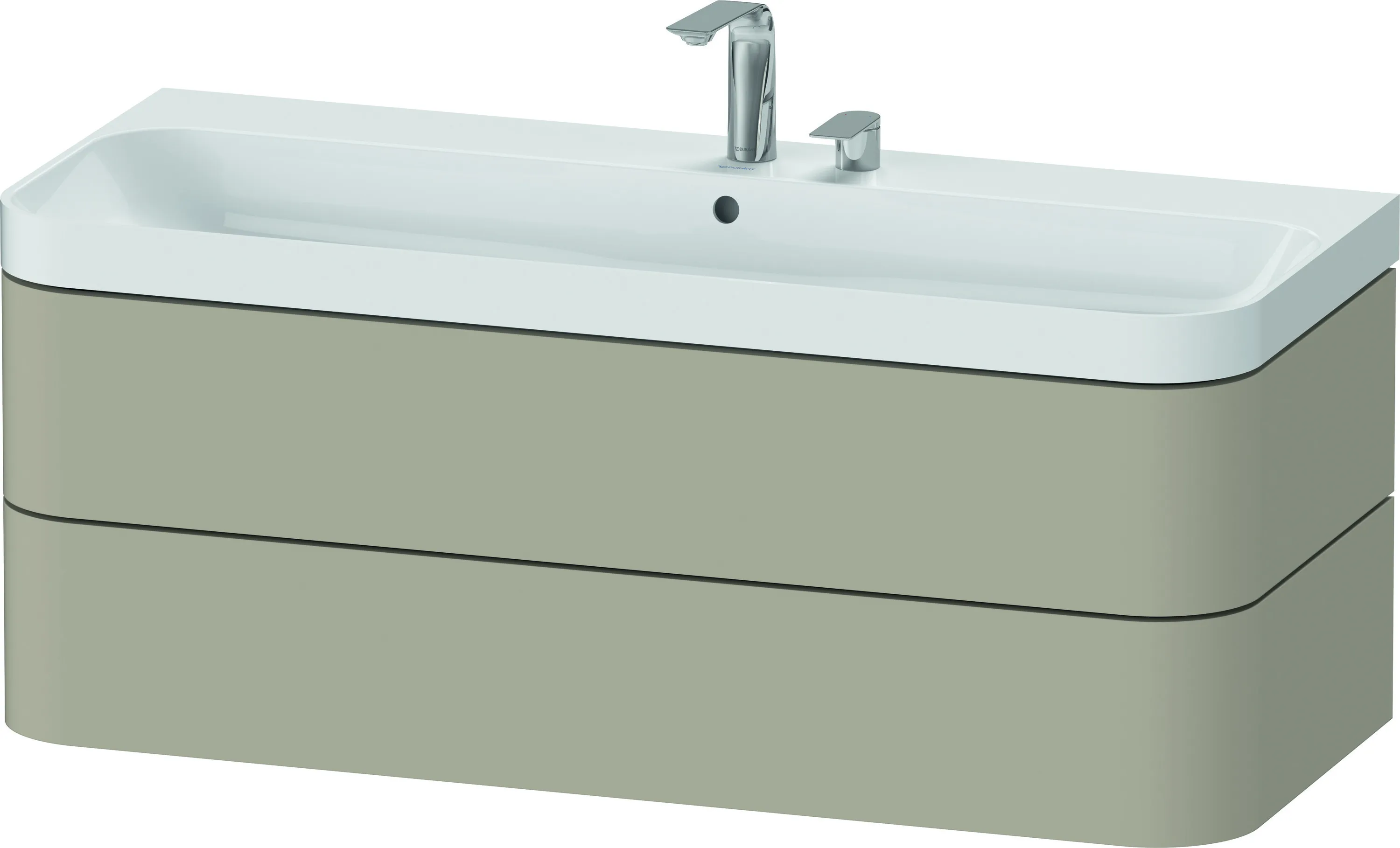 Duravit Waschtischunterschrank c-shaped Set wandhängend „Happy D.2 Plus“ 117,5 × 48 × 49 cm Taupe Seidenmatt