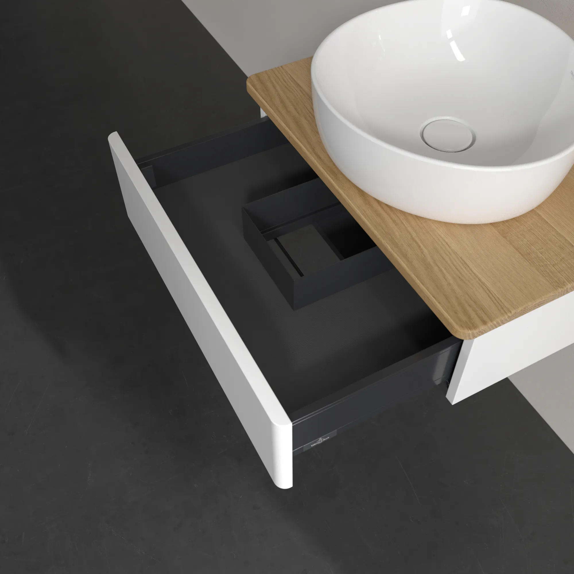 Villeroy & Boch Waschbeckenunterschrank Antao K07_1, 600x190x500 mm, White Matt Lacquer, Massivholz Abdeckplatte, SoftClosing, Push-to-open Villeroy & Boch Waschbeckenunterschrank Antao K07_1, 600x190x500 mm, White Matt Lacquer, Massivholz Abdeckplatte, SoftClosing, Push-to-open