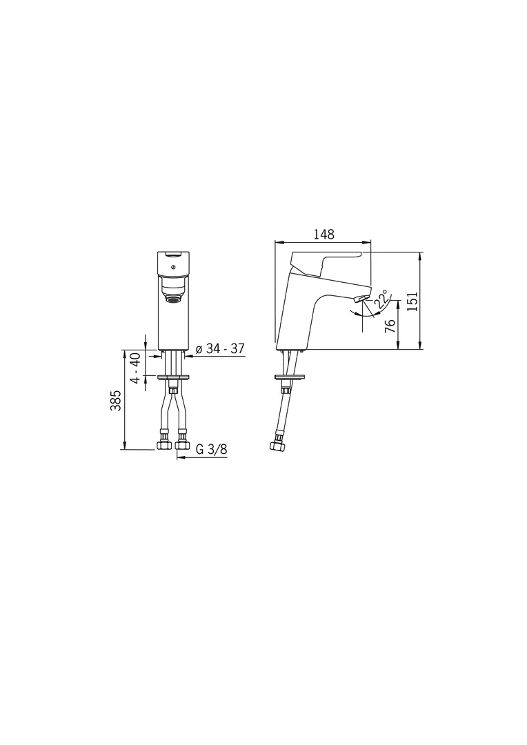 HansaPRIMO Waschtischarmatur HansaPRIMO XL 4937 Ausladung 111 mm DN15 Chrom