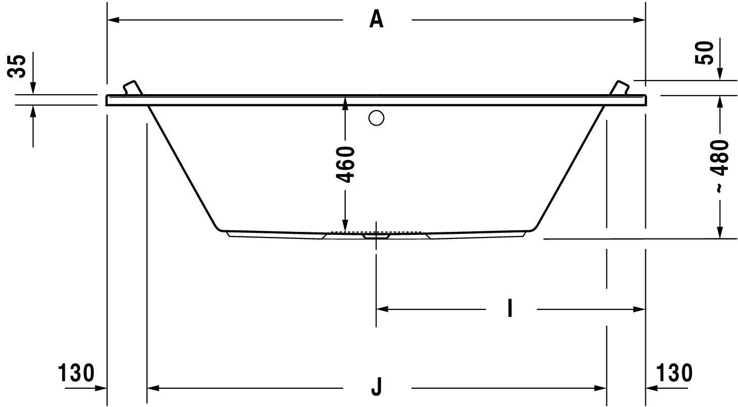 Duravit Whirlwanne „Starck“ rechteck 180 × 90 cm, Mittelablauf