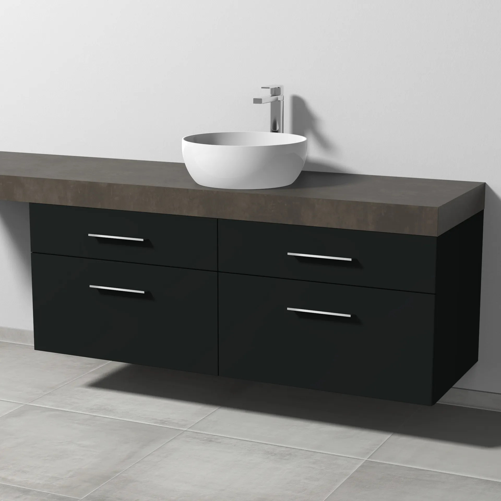 Sanipa Waschtischunterschrank „2morrow“ 1400 × 510 × 520 mm in Vulkan (matt)