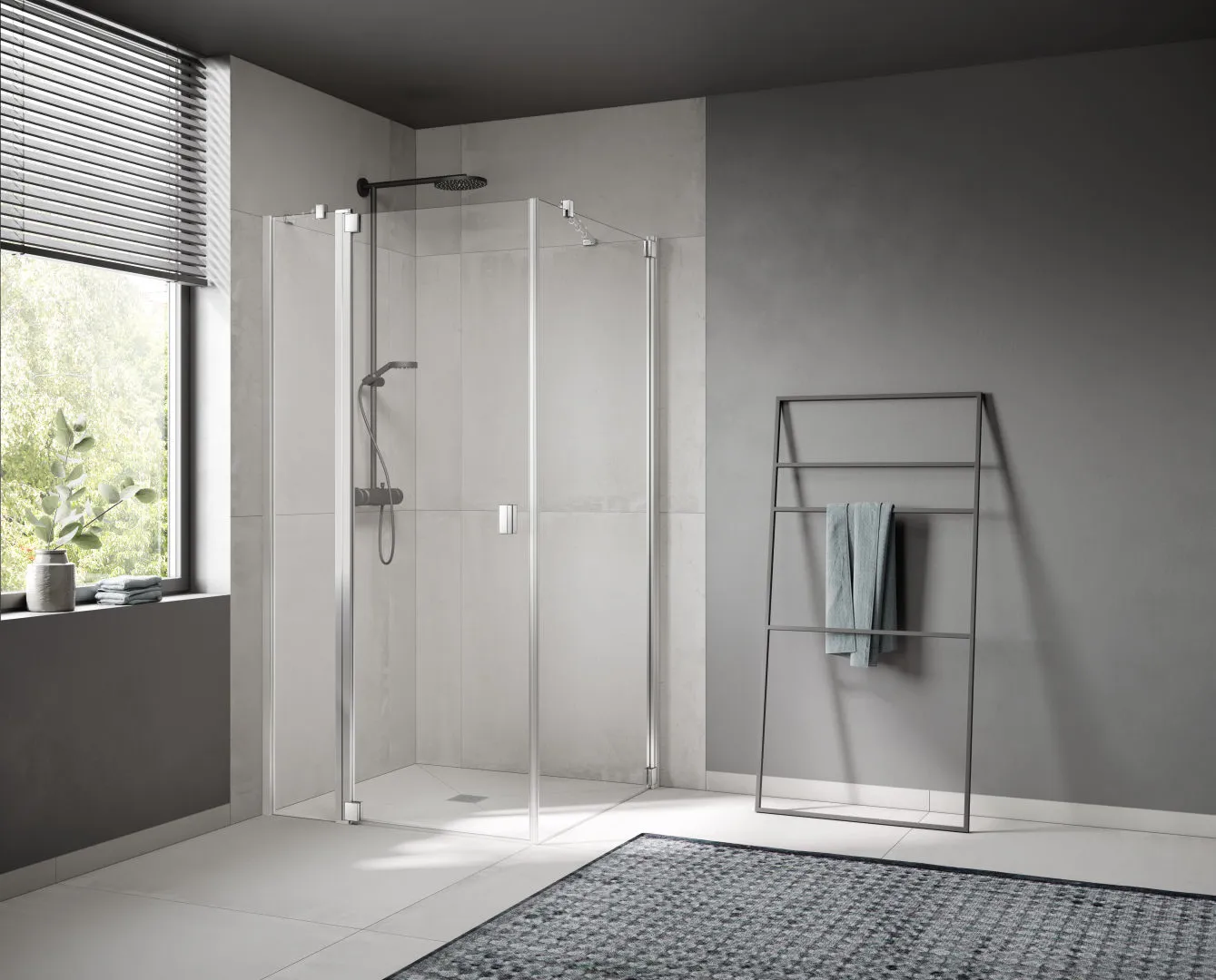 Kermi Duschtür 1-flügelig mit Festfeld links für Ecke „RAYA“ Glas Klar, Profile Silber Mattglanz, BV: 720 - 750 mm GAK: 705 - 735 mm WE: 730 - 760 mm H: 1850 mm Kermi Duschtür 1-flügelig mit Festfeld links für Ecke „RAYA“ Glas Klar, Profile Silber Mattglanz, BV: 720 - 750 mm GAK: 705 - 735 mm WE: 730 - 760 mm H: 1850 mm