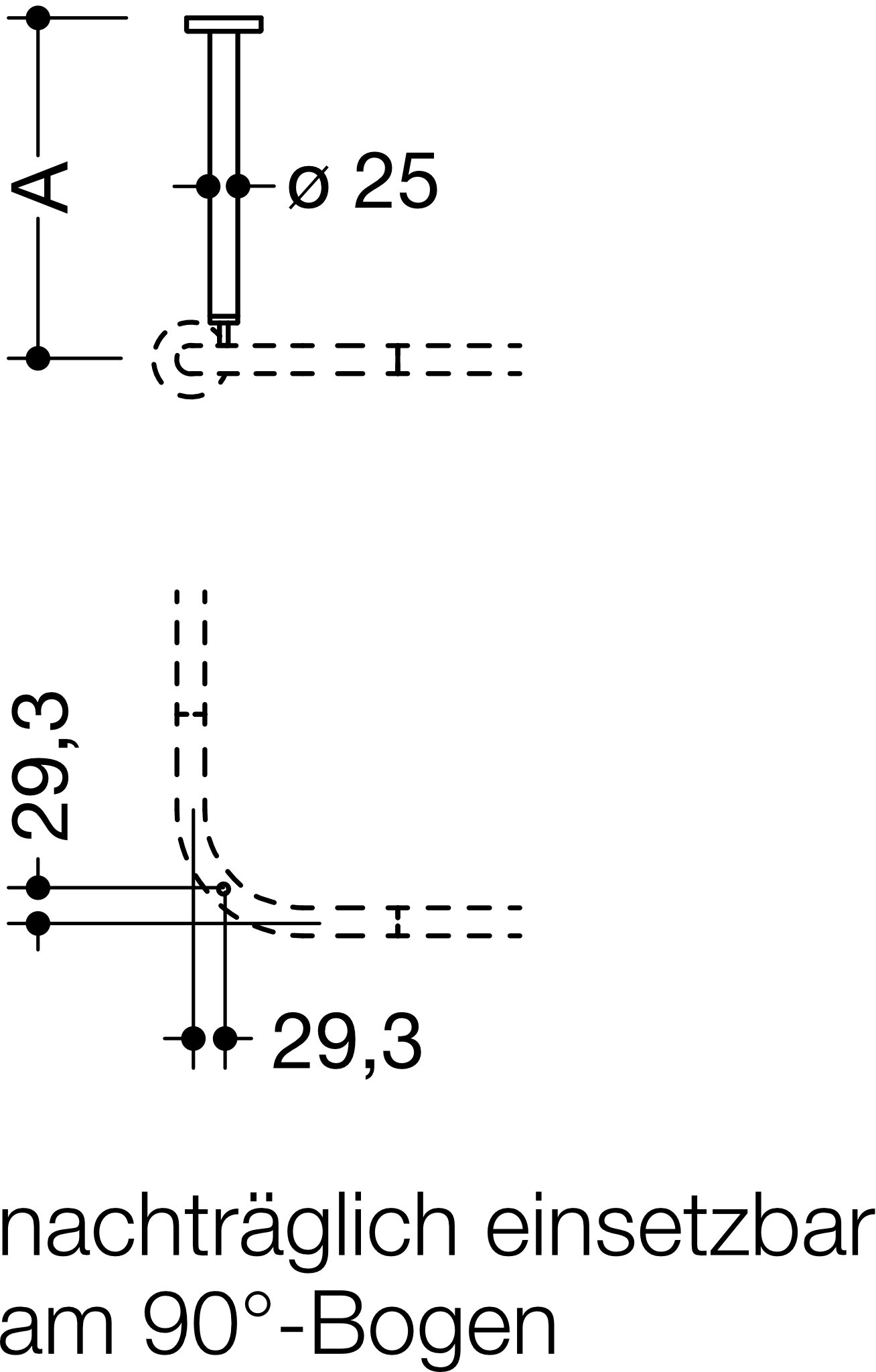 Deckenabhängung, d:25, A=150-299, schliff