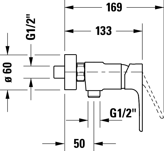 B.1 Einhebel-Brausemischer Aufputz Ausladung 133 Breite 209 mm
