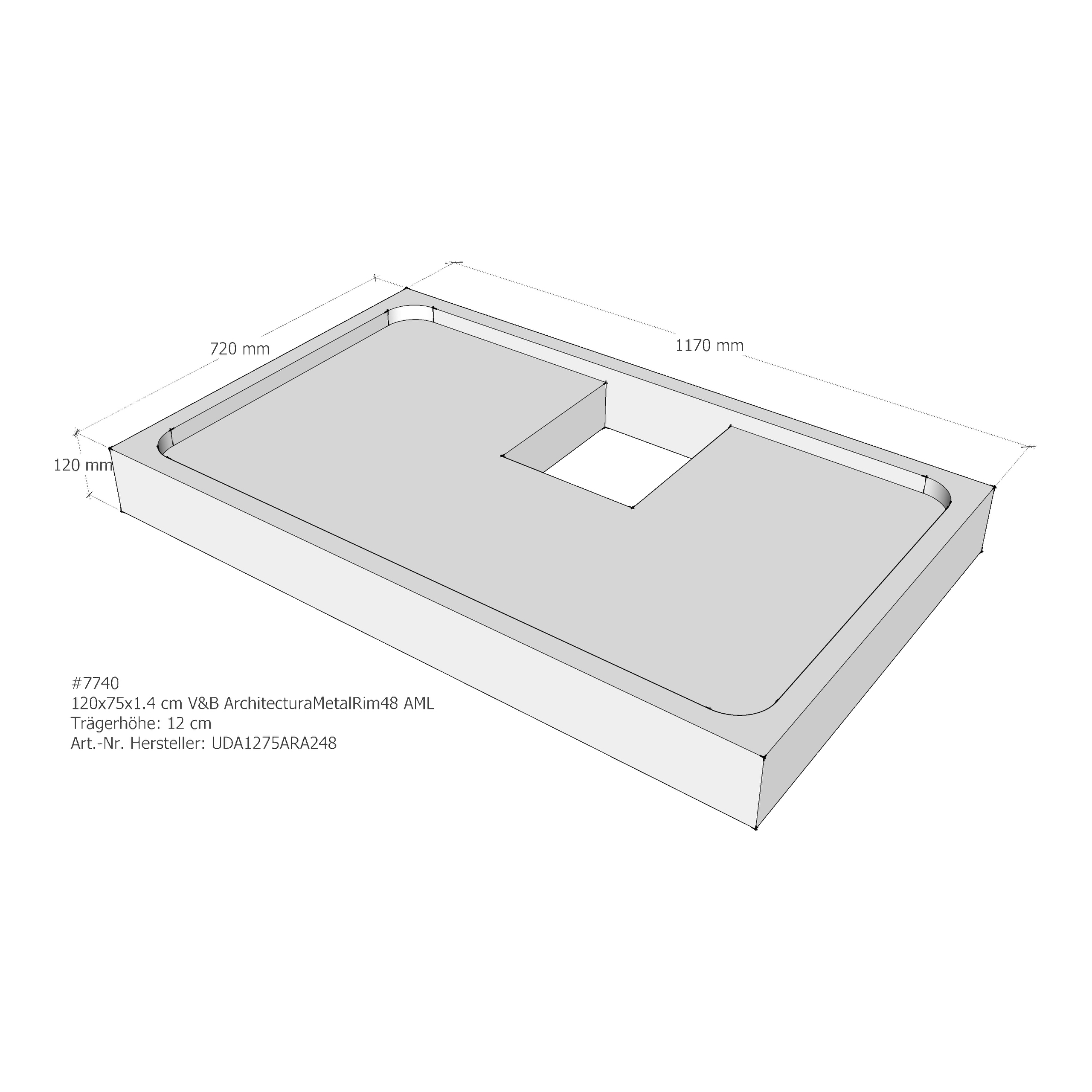 Duschwannenträger für Villeroy & Boch ArchitecturaMetalRim48 120 × 75 × 1,4 cm Sonderangebot