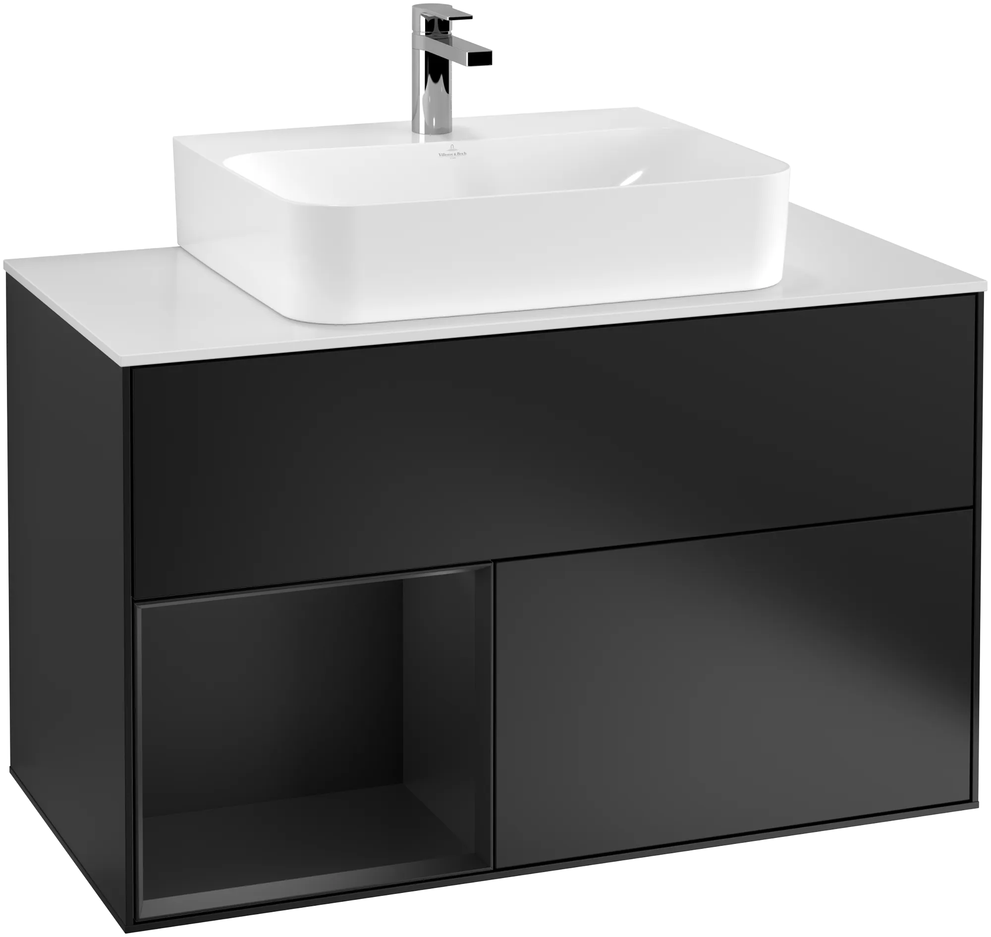 Villeroy & Boch Finion Waschbeckenunterschrank G11 1000x603x501mm Black Matt/Glass White Matt