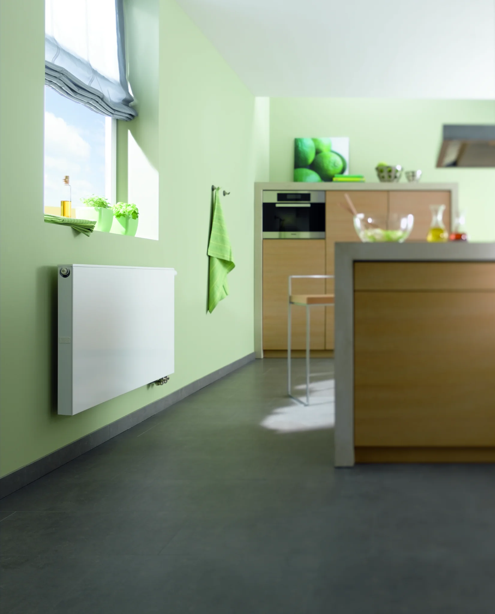 Flachheizkörper therm-x2 Plan-K Typ 10, HxLxT: 305x1005x63 mm, Farbe: Weiß RAL 9016 seidenglanz, 10 bar, Abdeckung: ohne, Wärmeleistung 75/65-20: 289 Watt, Bohrkonsole