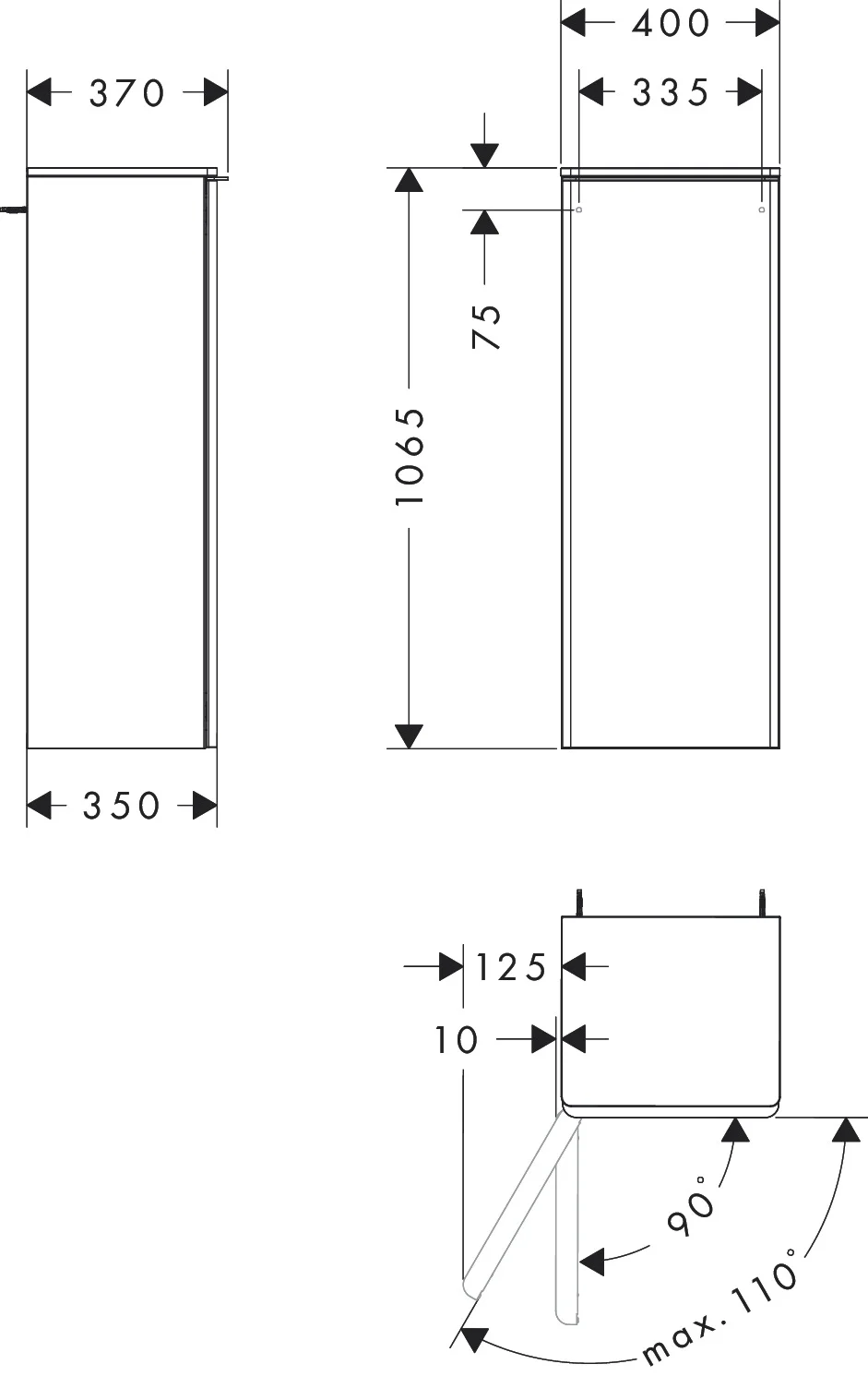 Hansgrohe Xelu Q Halbhochschrank, Diamantgrau Matt, 400x350 mm, Türanschlag links, SoftClose, vormontiert Hansgrohe Xelu Q Halbhochschrank, Diamantgrau Matt, 400x350 mm, Türanschlag links, SoftClose, vormontiert