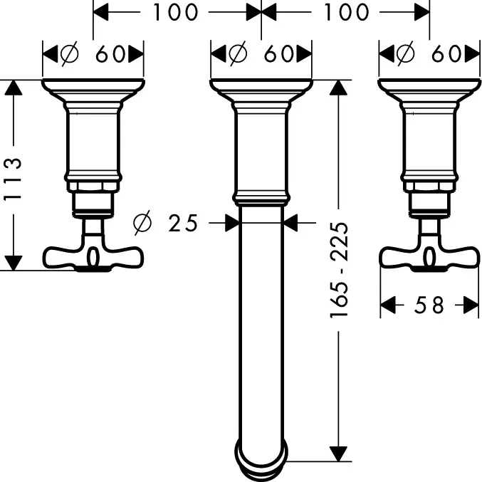 3-Loch Waschtischarmatur Axor Montreux Wand Fertigset chrom