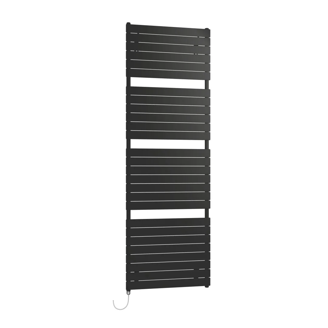 Kermi Aster Designheizkörper - Elektroheizung in Schwarz RAL 9005 matt, 2137 mm hoch, 800 mm breit, 37 mm tief, links