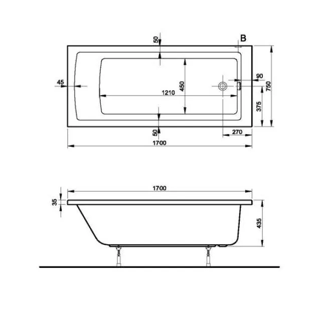 Integra Badewanne 170 x 75 cm Körperformwanne Einbauversion Weiß Hochglanz Integra Badewanne 170 x 75 cm Körperformwanne Einbauversion Weiß Hochglanz