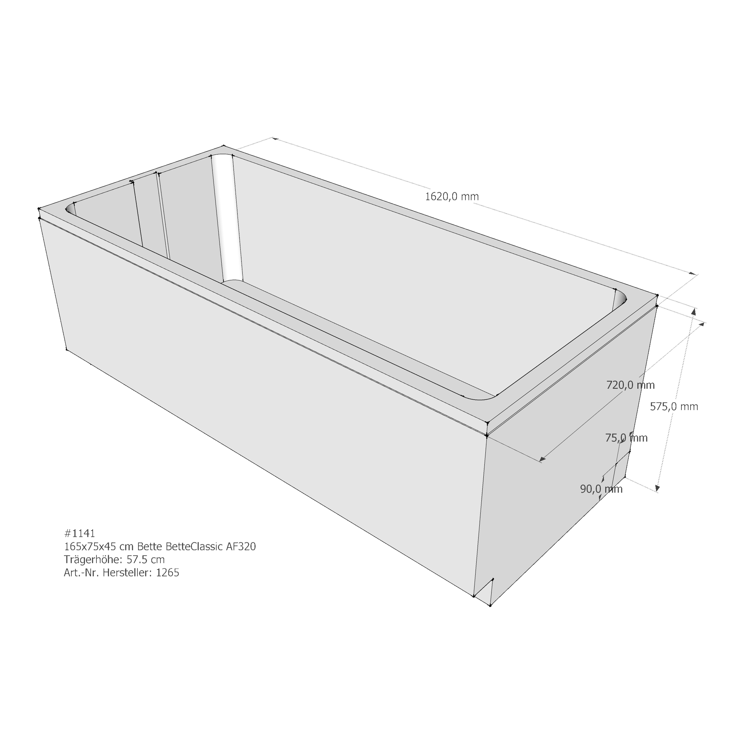 Badewannenträger für Bette Classic 165 × 75 × 45 cm Breite: 75 cm / Länge: 165 cm Badewannenträger für Bette Classic 165 × 75 × 45 cm Breite: 75 cm / Länge: 165 cm