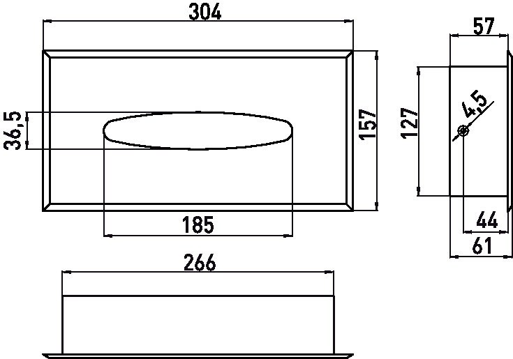 emco Papierhalter „system 2“ 30,4 × 6 × 15,7 cm in edelstahl, Befestigung verdeckt