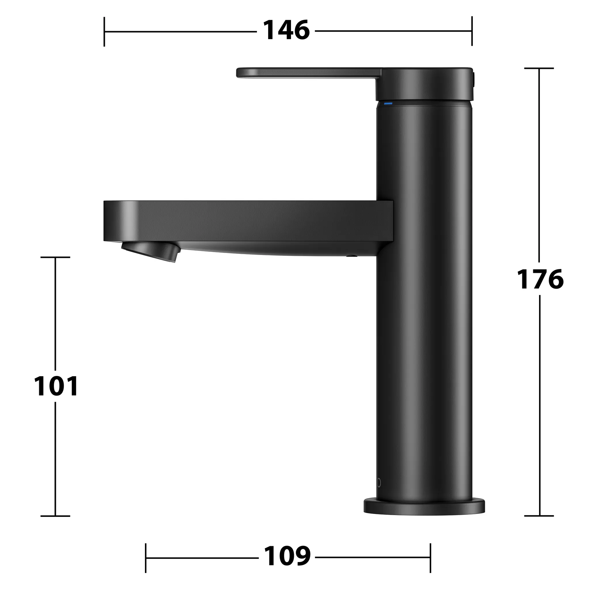 KEUCO IXMO Einhebel-Waschtischmischer 100 IXMO Flat ohne Zugstangen-Ablaufgarnitur IXMO Flat, Rosette rund schwarz matt