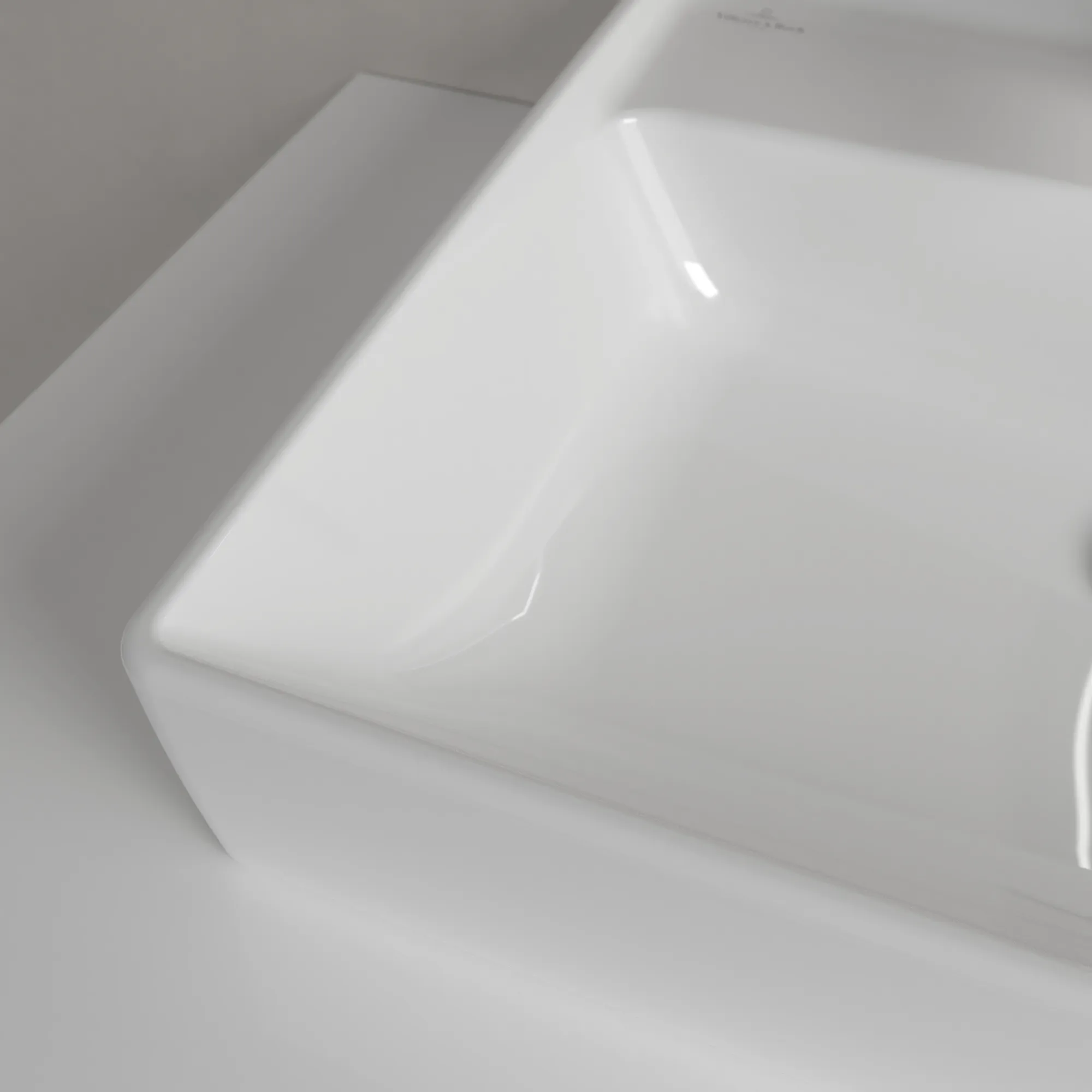 Villeroy & Boch Handwaschbecken aus TitanCeram geschliffen „Collaro“ 500 × 400 × 150 mm, mit Hahnlochbohrung, Hahnlochposition mittig in Weiß Alpin