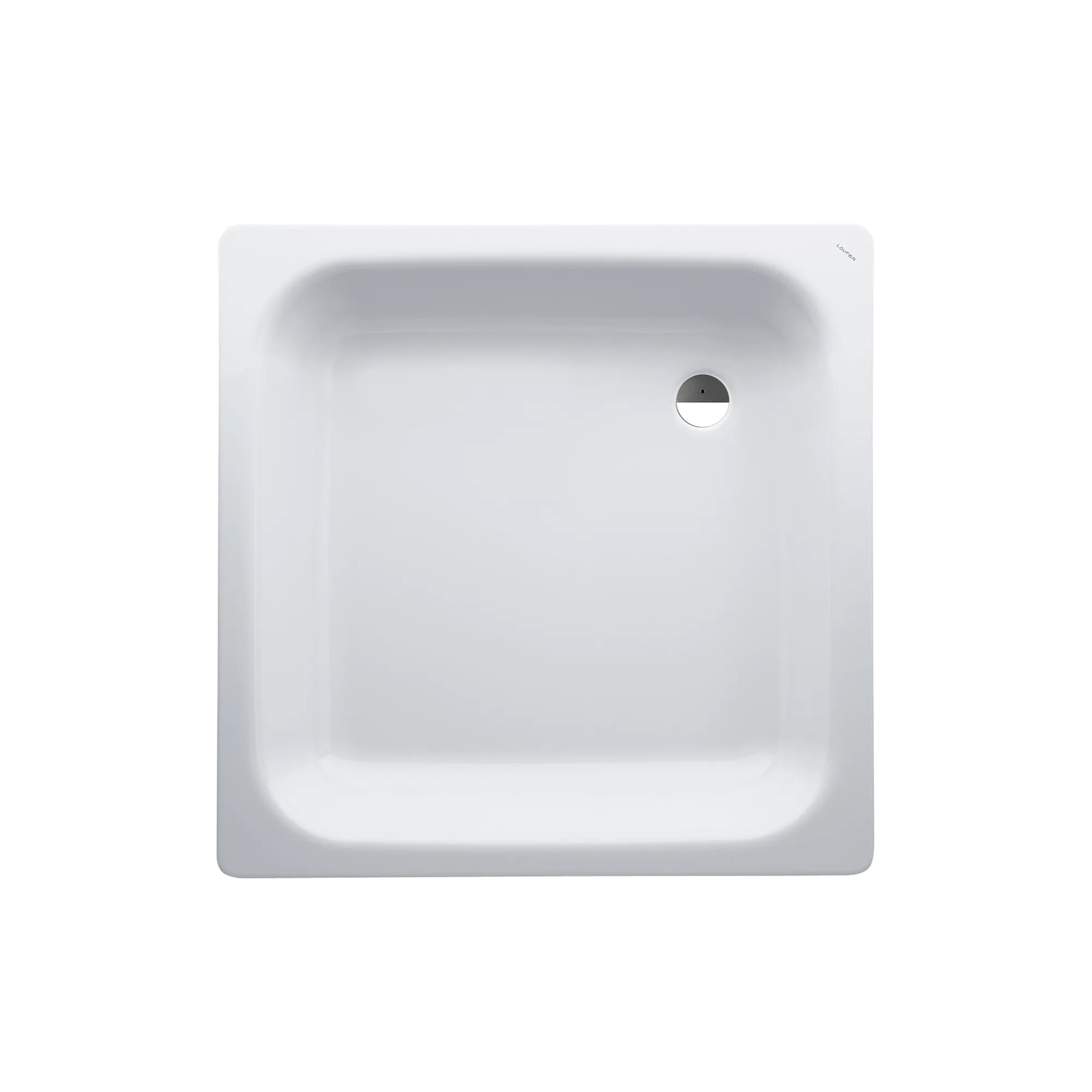Laufen Duschwanne PLATINA 900x900x150 Stahl Ablauf seitlich inkl. Schallschutz weiβ