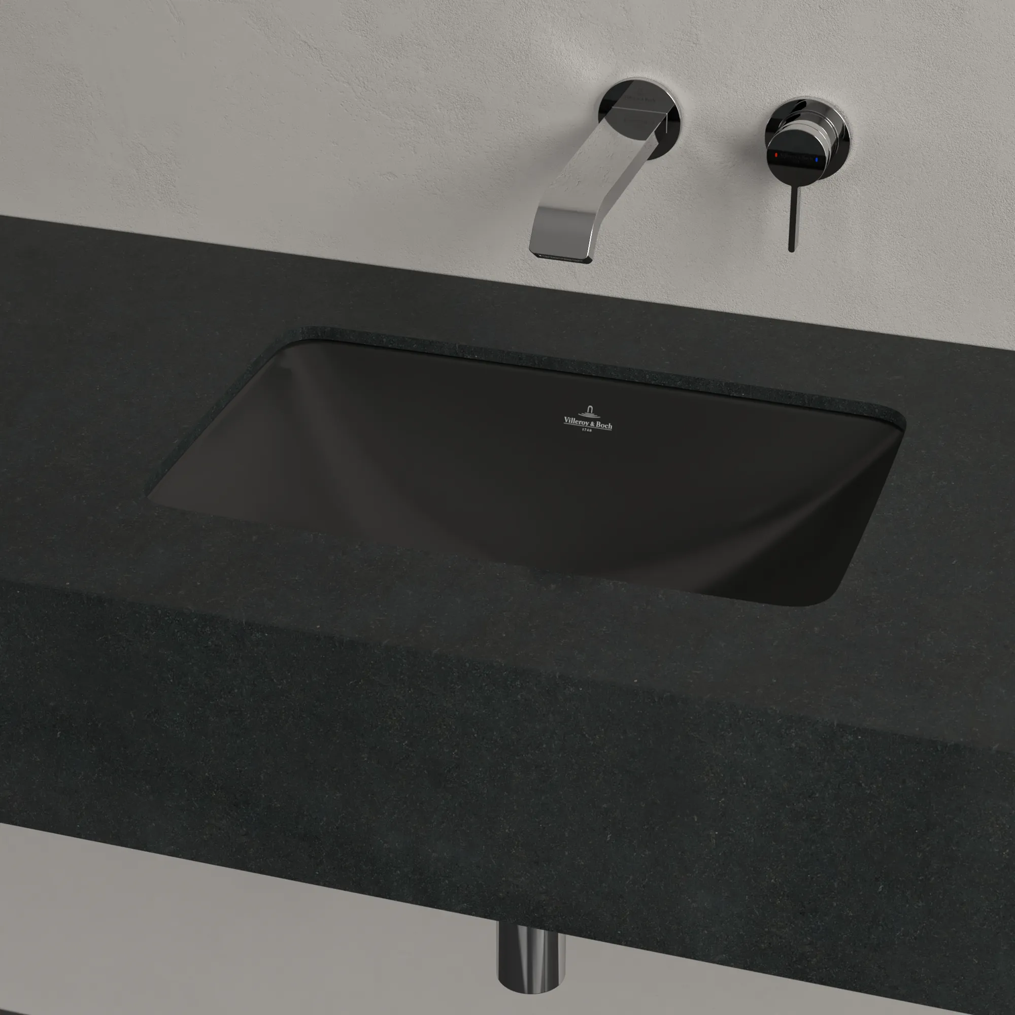 Villeroy & Boch Unterbauwaschbecken Loop & Friends Pure Black CeramicPlus 450x280x170mm mit Überlauf Villeroy & Boch Unterbauwaschbecken Loop & Friends Pure Black CeramicPlus 450x280x170mm mit Überlauf