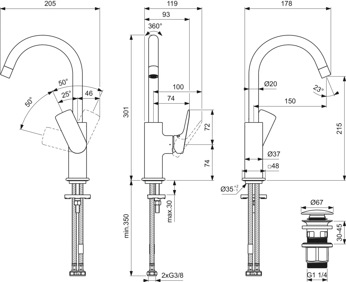 Einhand-Waschtischarmatur „Ceralife C“ Ausladung 150 mm in Silk Black Einhand-Waschtischarmatur „Ceralife C“ Ausladung 150 mm in Silk Black