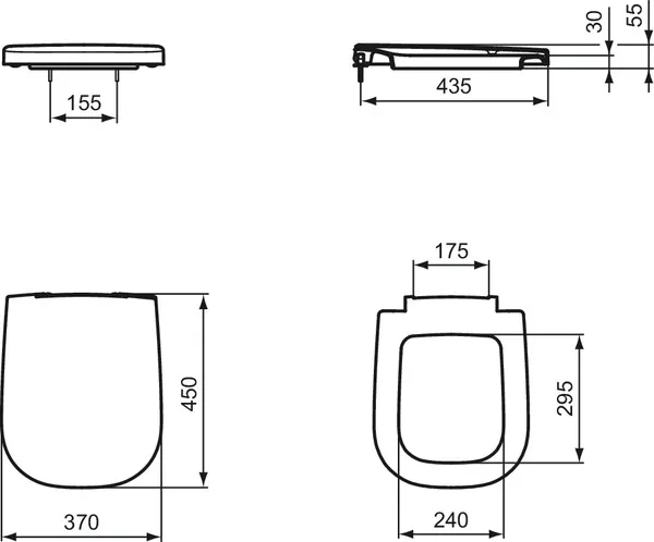 Ideal Standard WC-Sitz Softmood, weiß, Wrapover, Softclose, Maße: 370 x 450 x 55 mm Ideal Standard WC-Sitz Softmood, weiß, Wrapover, Softclose, Maße: 370 x 450 x 55 mm