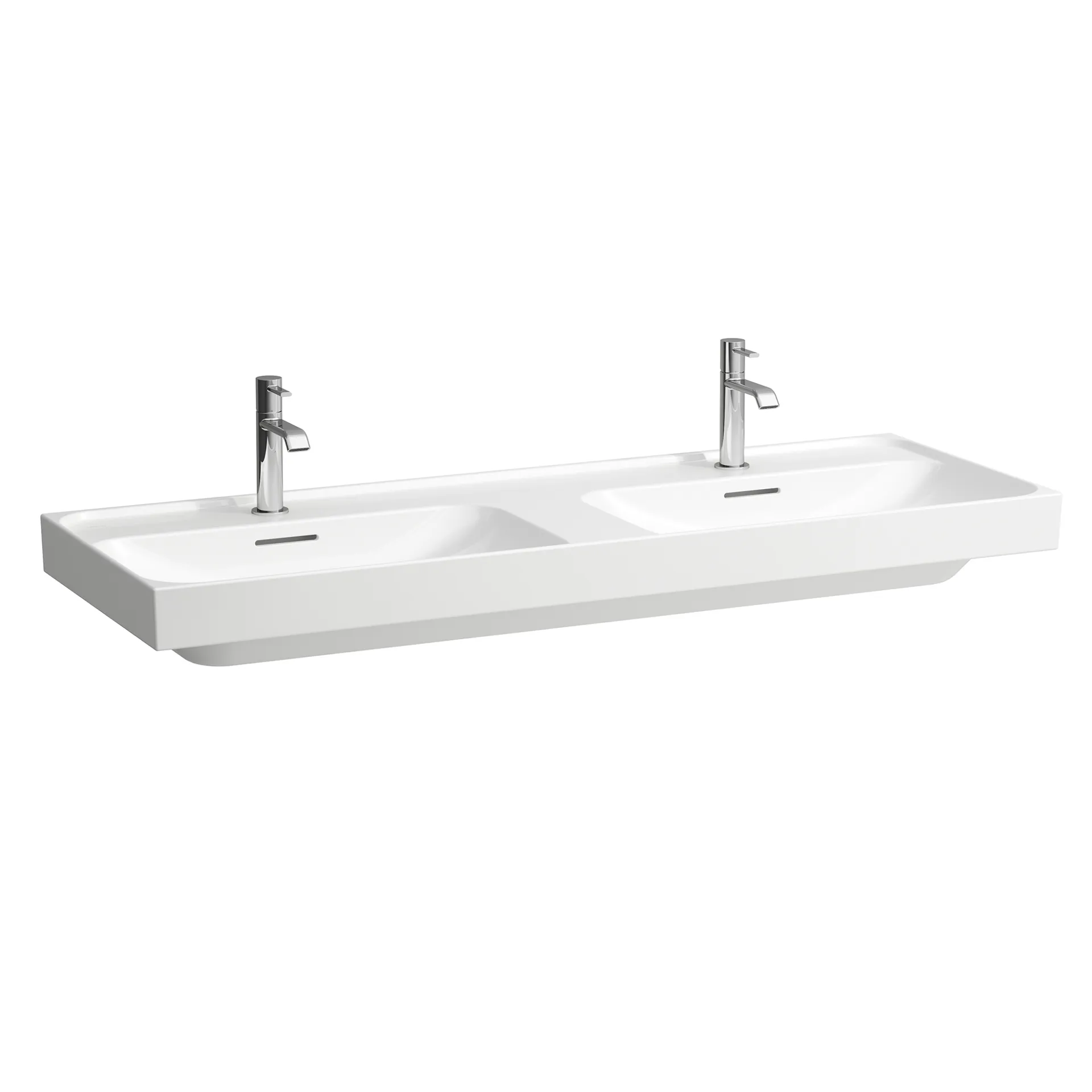 Laufen Doppelwaschtisch MEDA, weiß, 460x1300x160 mm, 1 Hahnloch je Becken mit Überlauf
