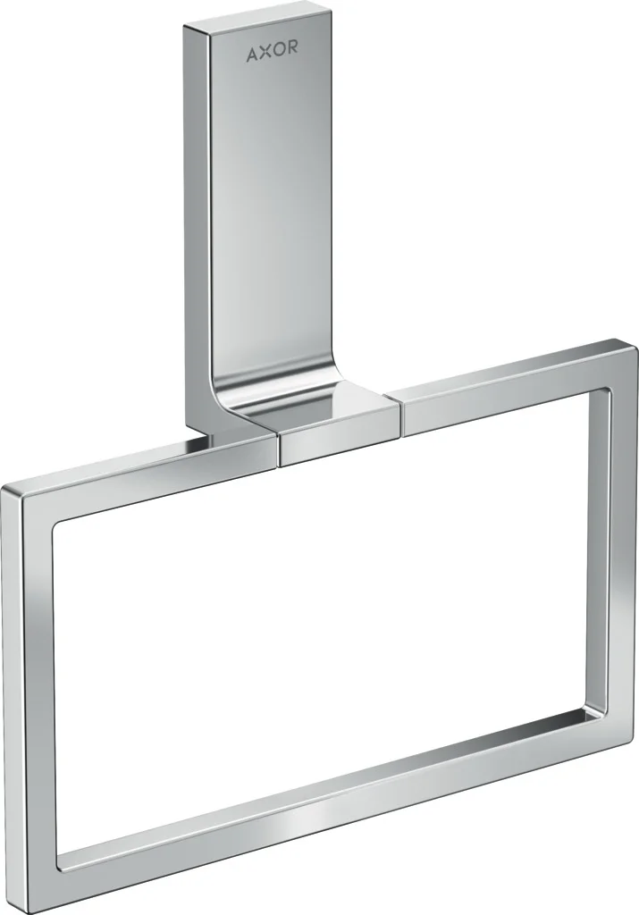 Hansgrohe AXOR Universal Rectangular Handtuchring, Chrom, schwenkbar, Wandmontage mit verdeckter Befestigung, Bohrabstand 35 mm, Bohrloch Ø 6 mm