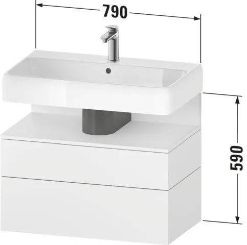 Duravit Waschtischunterschrank wandhängend „Qatego“ 79 × 59 × 47 cm in, mit Beleuchtung