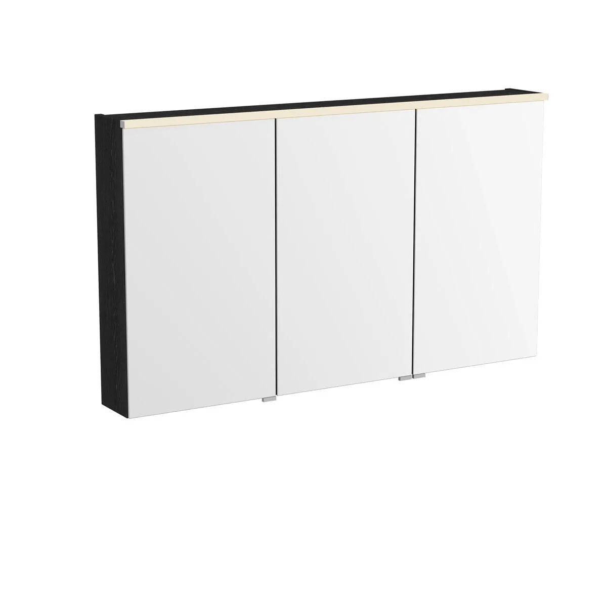 VitrA New Metropole Edge LED-Spiegelschrank mit 3 Spiegeltüren 120 x 18 x 70 cm (BxTxH) Eiche Schwarz