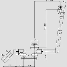 Push-Push Ab-u.ueberlaufgarnitur 837 Bauhoehe 110 mm