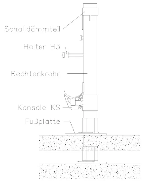 Zubehör Standkonsole STF 3 Höhe 410 weiß RAL 9016