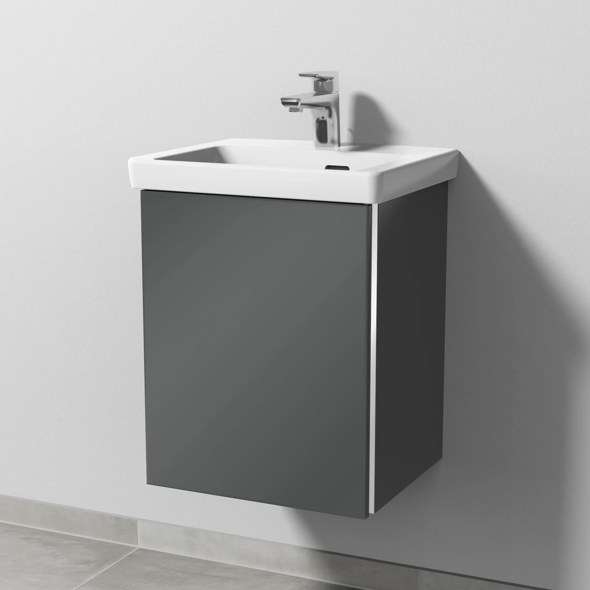 Sanipa Waschtischunterschrank „3way“ 407 × 517 × 361 mm in Anthrazit (glanz), Anschlag links