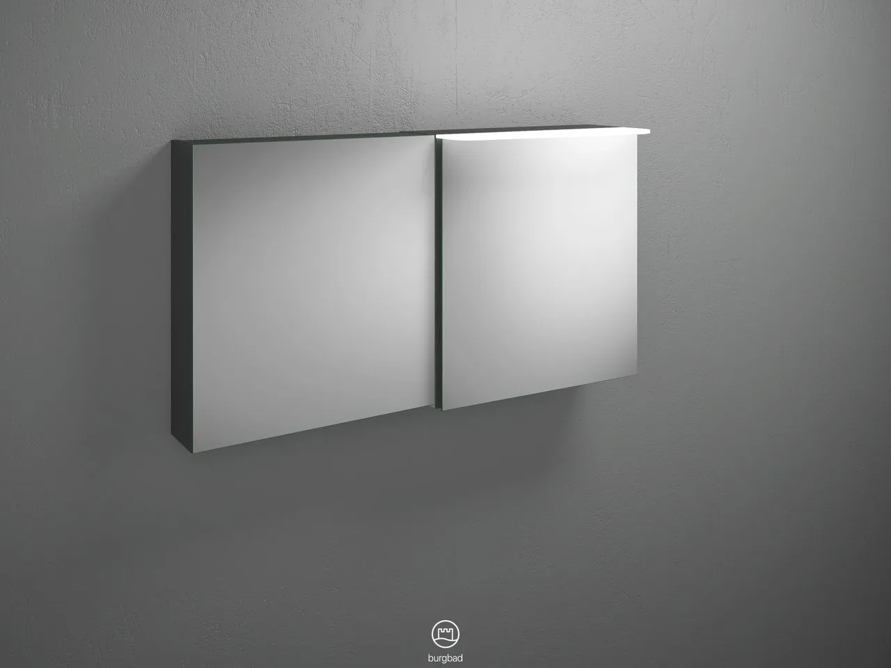 Burgbad Spiegelschrank Badu SFTV120, 310x1200x665 mm, LED-Aufsatzleuchte 4200 K, beidseitig verspiegelt