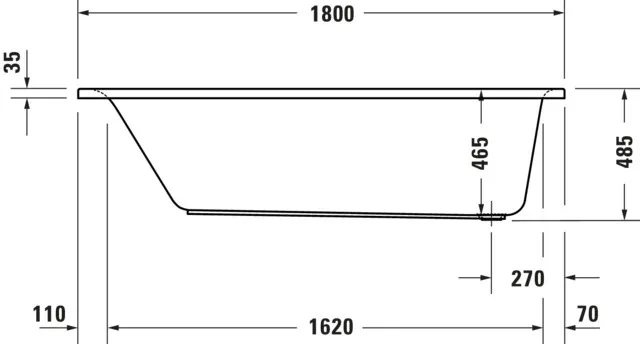 Duravit Badewanne „D-Neo“ rechteck 180 × 80 cm, Fußablauf