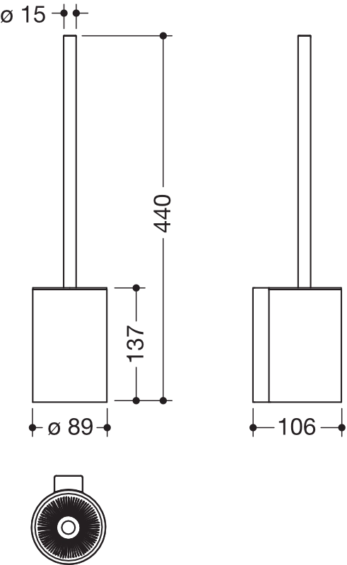 HEWI Toilettenbürstengarnitur „System 900“ 8,9 × 44 cm