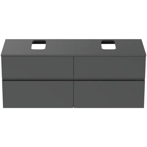 Ideal Standard Waschtischunterschrank Finesse Anthrazit matt 1402x505x558 mm 4 Schubladen mit Softclose-Mechanismus