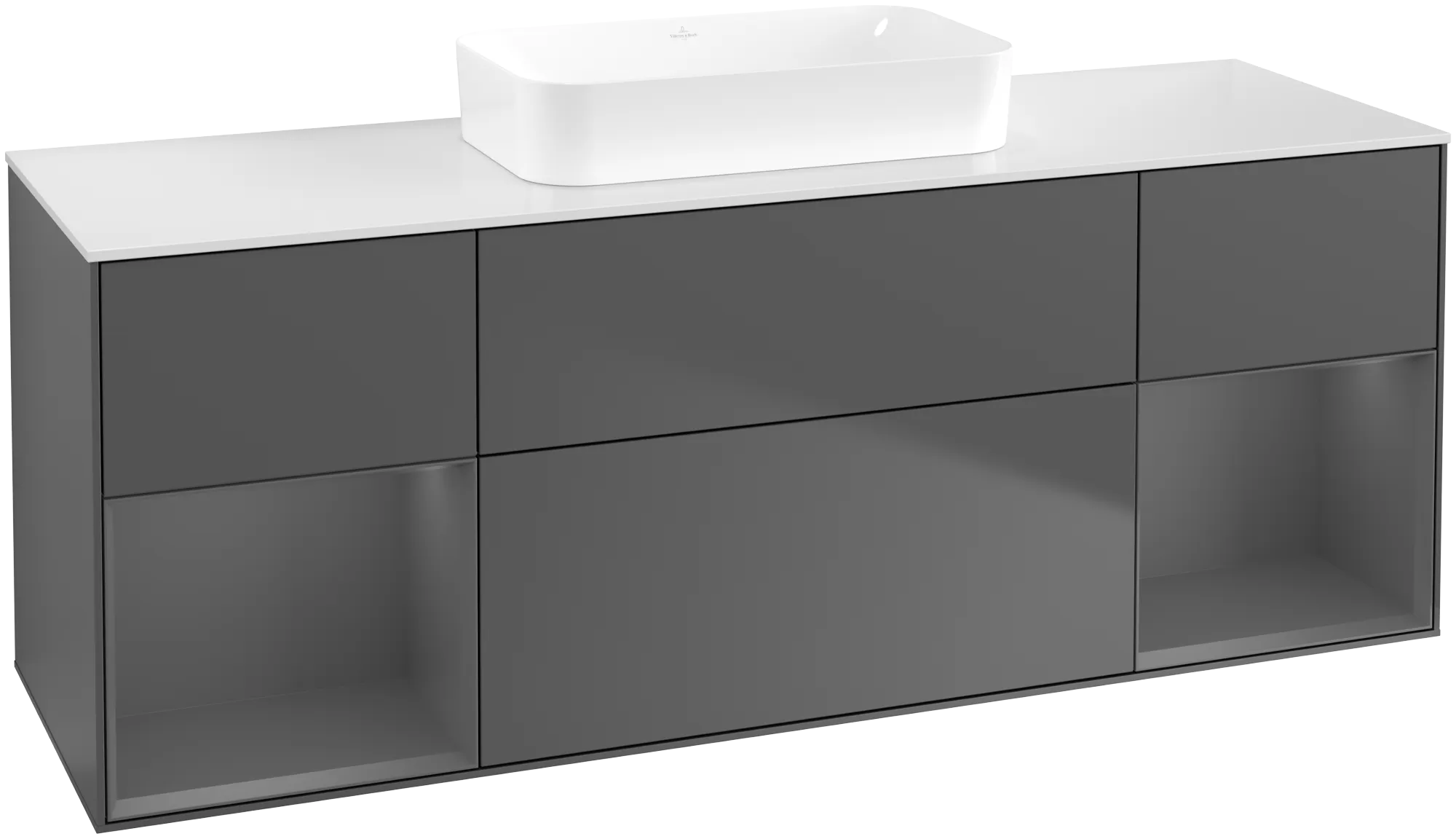 Villeroy & Boch Finion Waschbeckenunterschrank F74 1600x603x501mm Anthrazit Matt/Glas Weiss