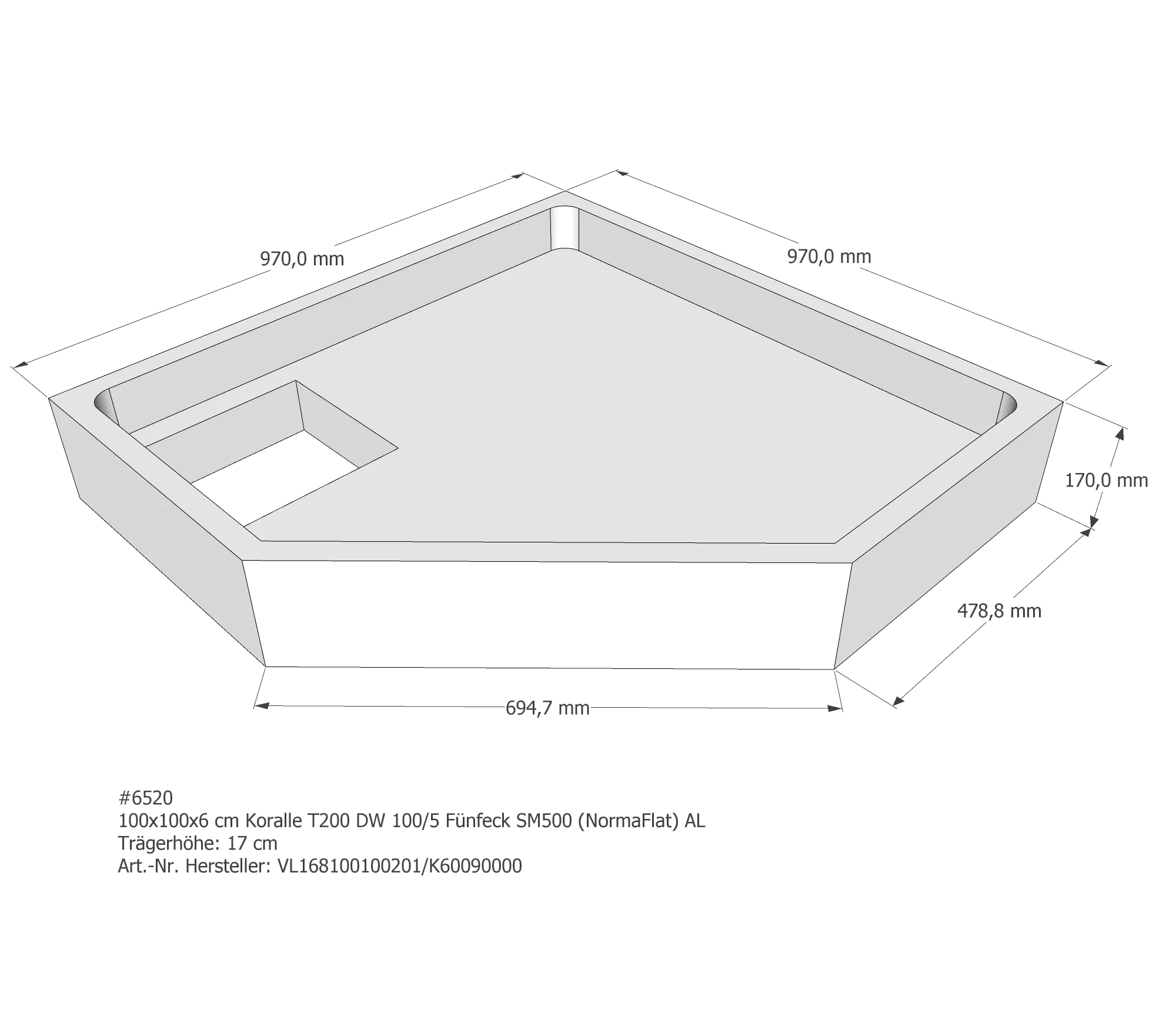 Duschwannenträger für Koralle T200 DW 100/5 (Norma) 100 × 100 × 6 cm Duschwannenträger für Koralle T200 DW 100/5 (Norma) 100 × 100 × 6 cm