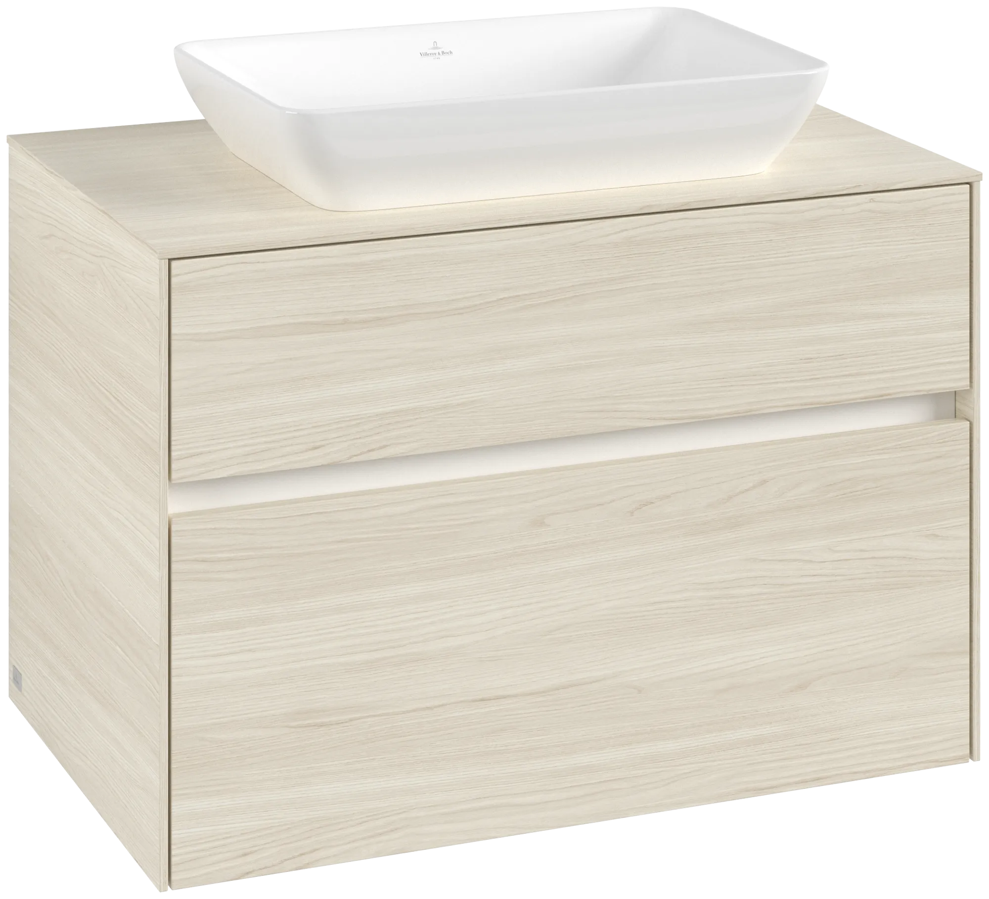 Villeroy & Boch Waschbeckenunterschrank Collaro C108B0, Eckig White Oak, 800x548x500mm, mit Beleuchtung und SoftClosing, 2 Auszüge