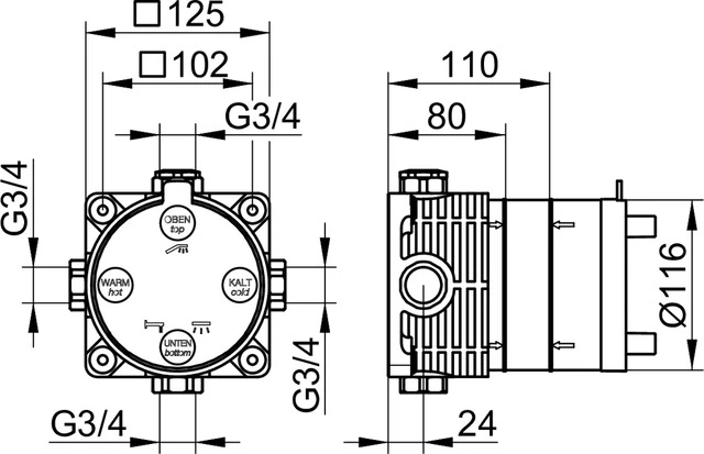 Armaturenzubehör 59970000070 Flexx Boxx Einheitskörper DN20