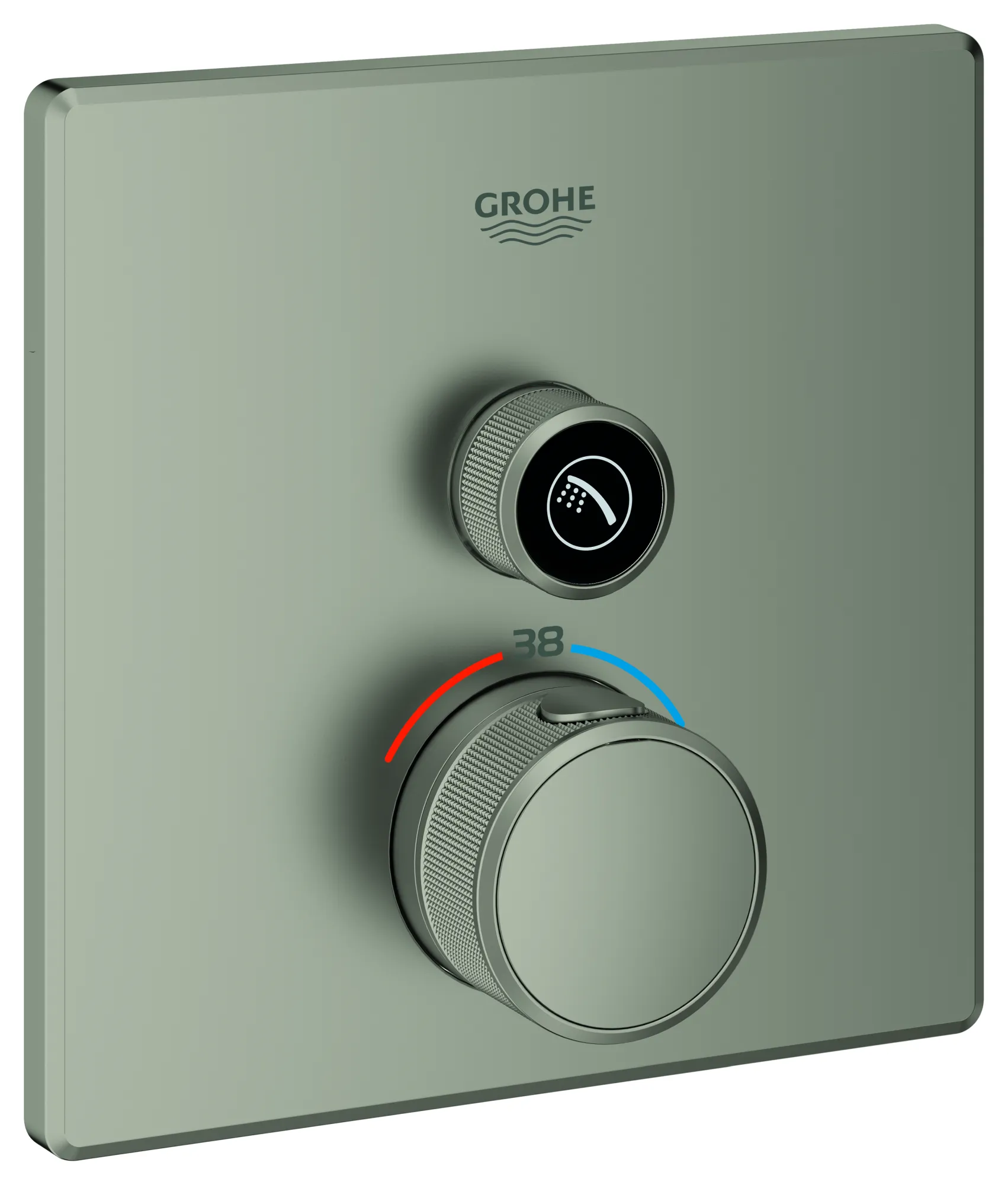Thermostat Grohtherm SmartControl 29123, mit einem Absperrventil, Fertigmontageset für Rapido SmartBox, Wandrosette eckig, chrom