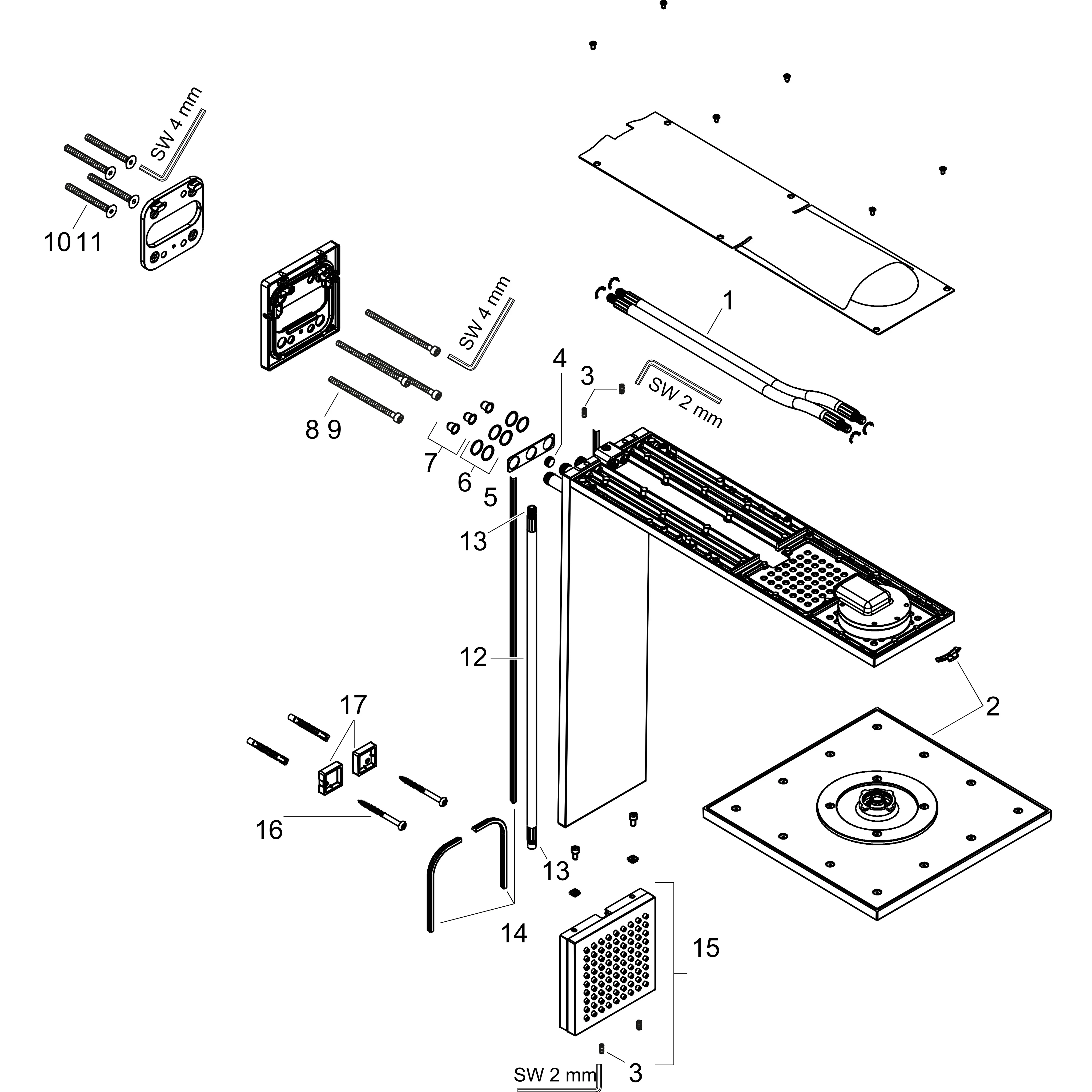 Hansgrohe AXOR ShowerComposition Brausenmodul 250/250 chrom, 2jet Schulterbrause, 488 mm Ausladung Hansgrohe AXOR ShowerComposition Brausenmodul 250/250 chrom, 2jet Schulterbrause, 488 mm Ausladung